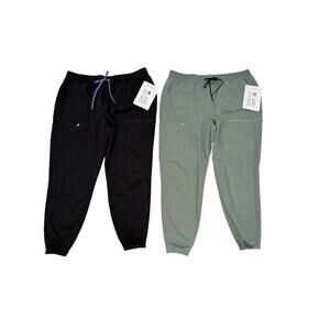 Lot of 2 NWT Fabletics On-Call Scrub Joggers Womens XXL/1X Sage Green Black/Wist